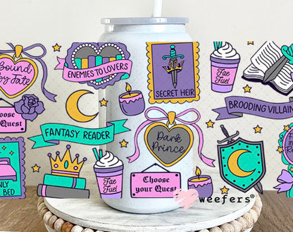 UV DTF Cup Wraps - Dark Romance Book Lover 16oz Glass Can Generic Weefers