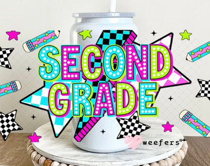 UV DTF Cup Wraps - Second Grade Checkered 16oz Glass Can Generic Weefers