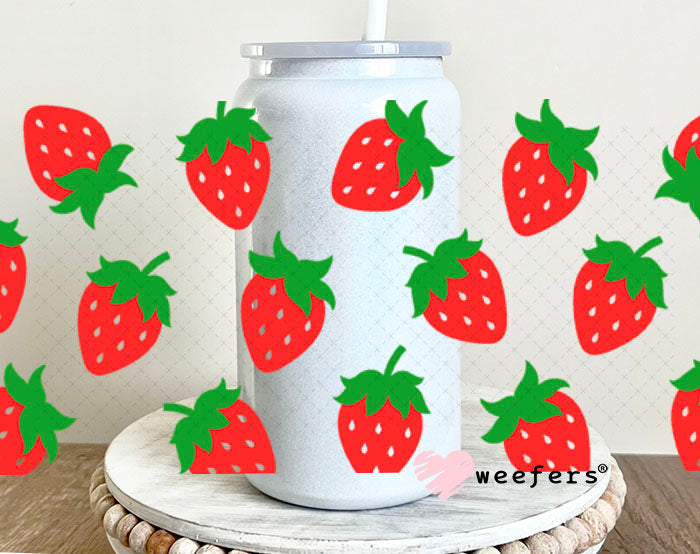 UV DTF Cup Wraps - Strawberries 16oz Glass Can Generic Weefers