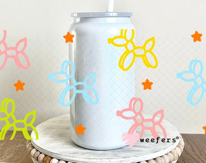 UV DTF Cup Wraps - Balloon Dog Outlined 16oz Glass Can Generic Weefers