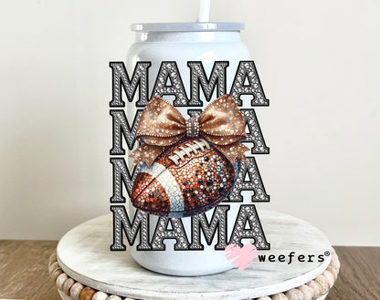 Mama Football Coquette Silver UV DTF Decal - Weefers