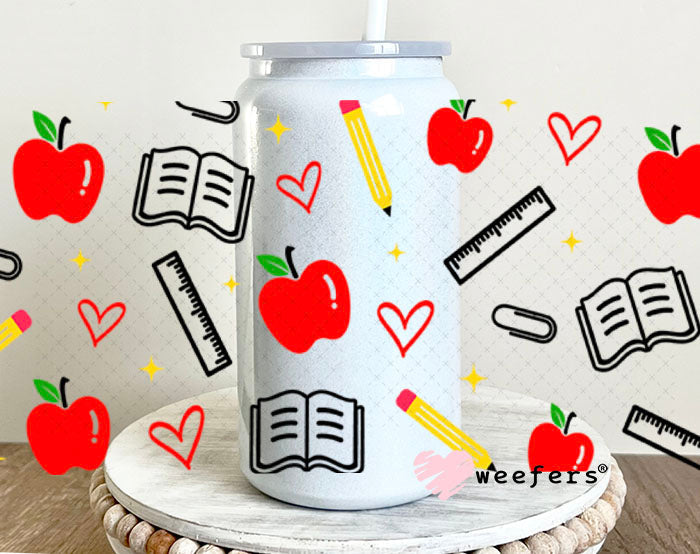 UV DTF Cup Wraps - Teacher School Days 16oz Glass Can Generic Weefers