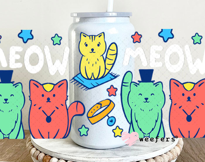 UV DTF Cup Wraps - Meow Cat Friends 16oz Glass Can Generic Weefers