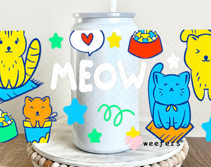 UV DTF Cup Wraps - Meow Cats 16oz Glass Can Generic Weefers