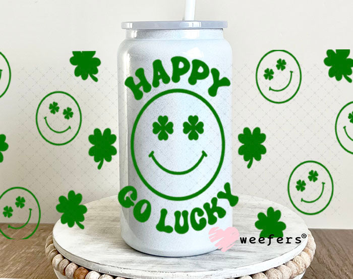 UV DTF Cup Wraps - Happy Go Luck 16oz Glass Can Generic Weefers