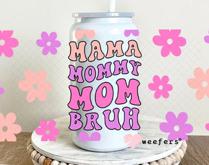 UV DTF Cup Wraps - Mama Mommy Mom Bruh 16oz Glass Can Generic Weefers