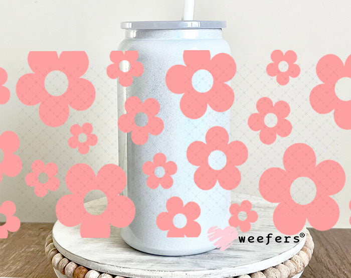 UV DTF Cup Wraps - Pink Daisy 16oz Glass Can Generic Weefers
