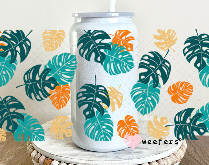 UV DTF Cup Wraps - Monstera Leaves 16oz Glass Can Generic Weefers