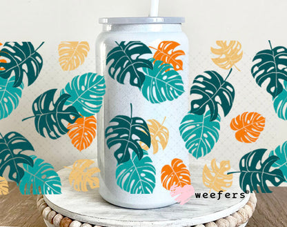 UV DTF Cup Wraps - Monstera Leaves 16oz Glass Can Generic Weefers