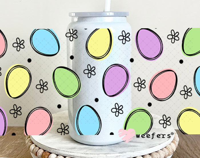 UV DTF Cup Wraps - Colorful Easter Eggs 16oz Glass Can Generic Weefers