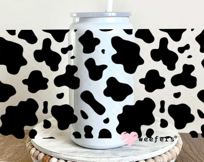 UV DTF Cup Wraps - Cow Print 16oz Glass Can Generic Weefers