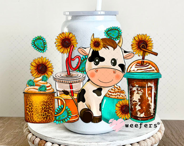 UV DTF Decal - Coffee Highlander Cow Western 16oz Glass Can Generic Weefers