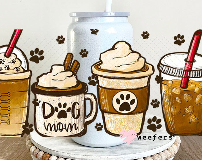 UV DTF Cup Wraps - Dog Mom Coffee 16oz Glass Can Generic Weefers