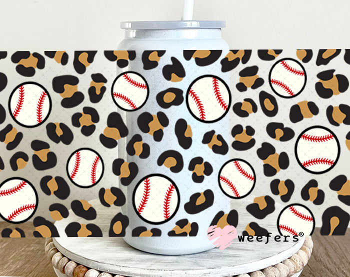 UV DTF Cup Wraps - Cheetah Baseball 16oz Glass Can Generic Weefers