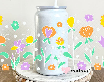 UV DTF Cup Wraps - Wild flowers 16oz Glass Can Generic Weefers