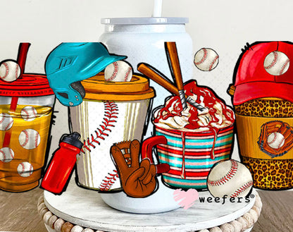 UV DTF Cup Wraps - Baseball Coffee 16oz Glass Can Generic Weefers