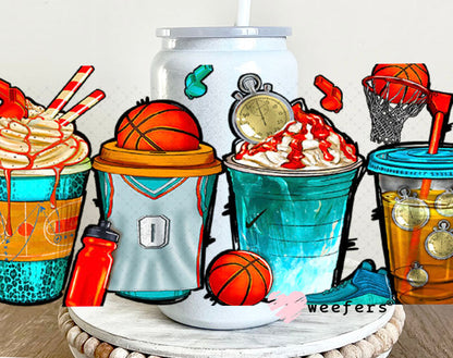 UV DTF Cup Wraps - Basketball Coffee 16oz Glass Can Generic Weefers