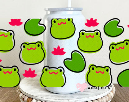 UV DTF Cup Wraps - Frog Heads 16oz Glass Can Generic Weefers