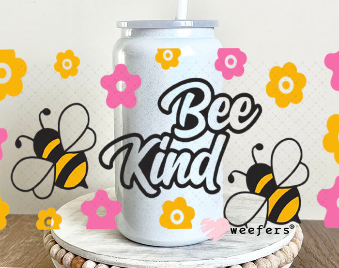 UV DTF Cup Wraps - Bee Kind 16oz Glass Can Generic Weefers
