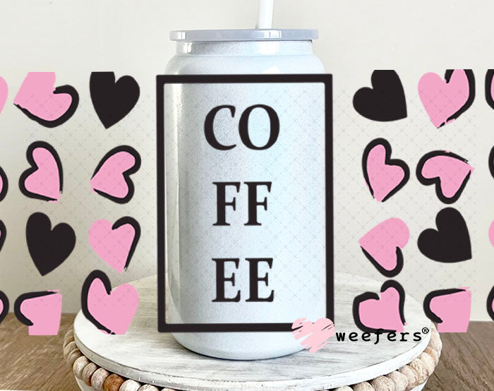 UV DTF Cup Wraps - Coffee Hearts 16oz Glass Can Generic Weefers