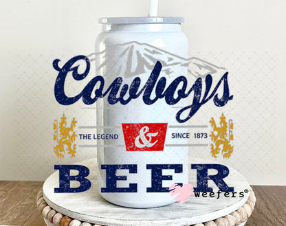 UV DTF Decal - Cowboys Beer 16oz Glass Can Generic Weefers