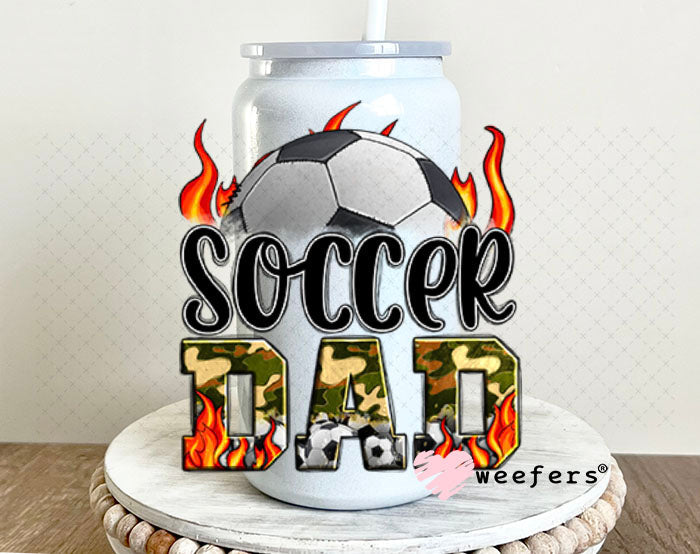 UV DTF Decal - Soccer Dad 16oz Glass Can Generic Weefers