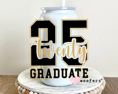 2025 Graduate Black Gold Cap UV DTF 16oz Cup Wrap