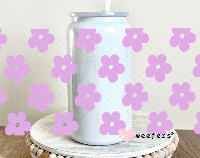 UV DTF Cup Wraps - Purple Daisies 16oz Glass Can Generic Weefers
