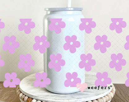 UV DTF Cup Wraps - Purple Daisies 16oz Glass Can Generic Weefers