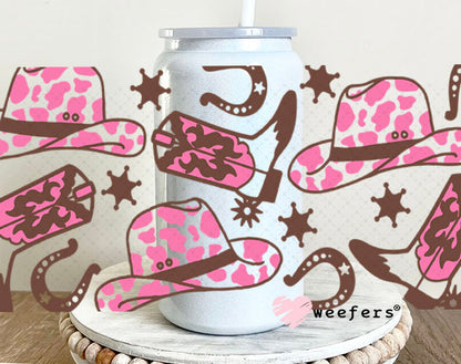 UV DTF Cup Wraps - Pink Brown Cowgirl Things 16oz Glass Can Generic Weefers