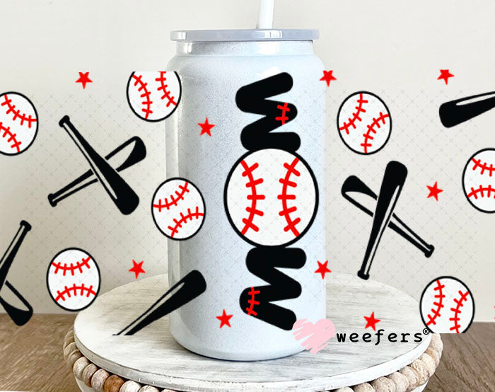 UV DTF Cup Wraps - Baseball Mom 16oz Glass Can Generic Weefers