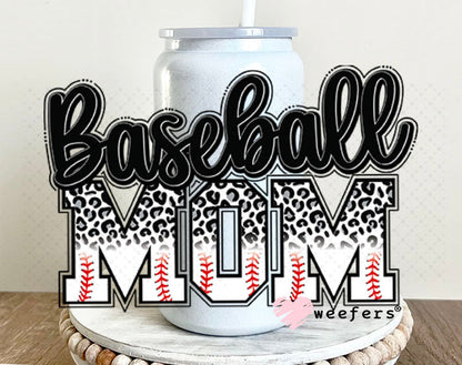 UV DTF Decal - Baseball Mom 16oz Glass Can Generic Weefers