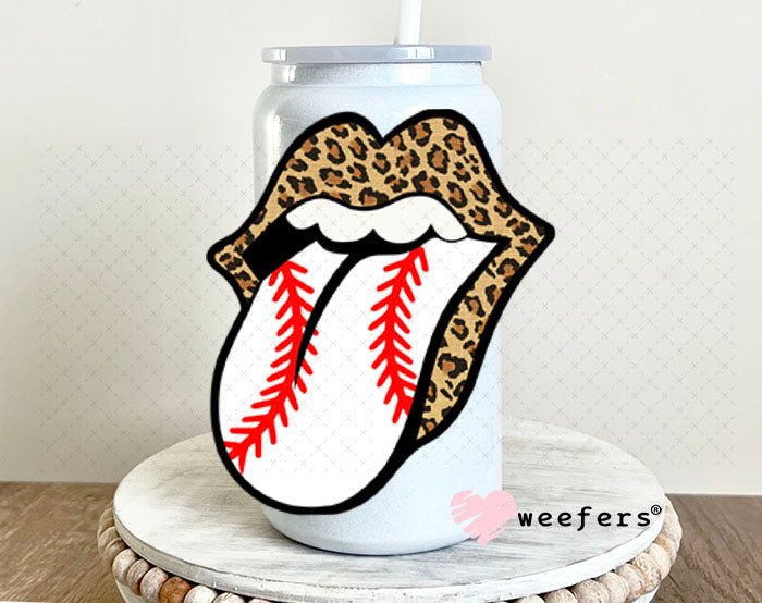 UV DTF Decal - Cheetah Print Tongue 16oz Glass Can Generic Weefers