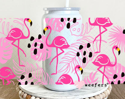 UV DTF Cup Wraps - Flamingos 16oz Glass Can Generic Weefers