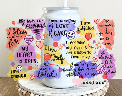 UV DTF Decal - Uplifting Affirmations 16oz Glass Can Generic Weefers