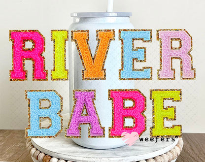 UV DTF Decal - Faux Chenille River Babe 16oz Glass Can Generic Weefers