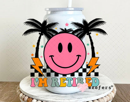 UV DTF Decal - I'm Retired 16oz Glass Can Generic Weefers