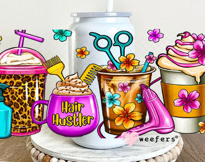 UV DTF Cup Wraps - Hair Hustler 16oz Glass Can Generic Weefers