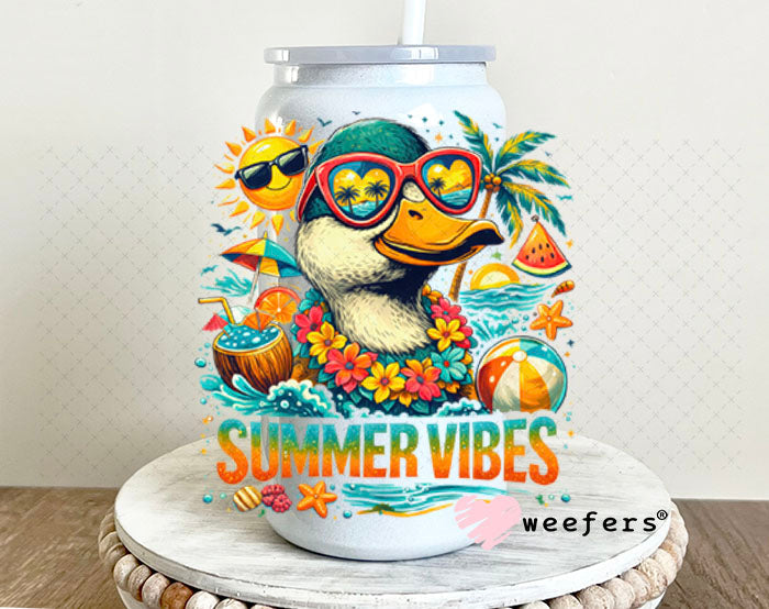 UV DTF Decal - Summer Vibes Duck 16oz Glass Can Generic Weefers