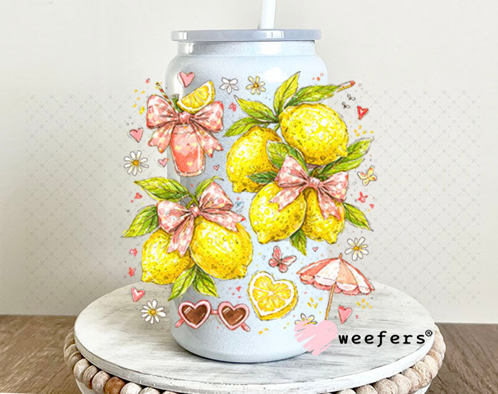 UV DTF Decal - Summer Lemons 16oz Glass Can Generic Weefers
