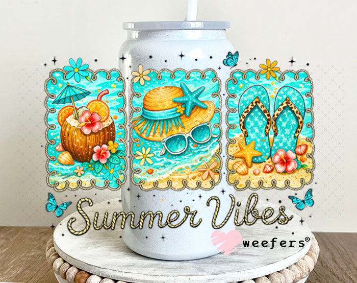 UV DTF Decal - Summber Vibes 16oz Glass Can Generic Weefers
