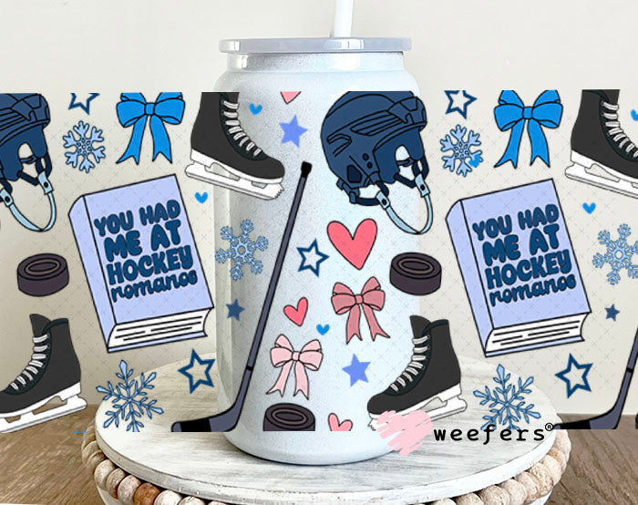 UV DTF Cup Wraps - Hockey Romance 16oz Glass Can Generic Weefers