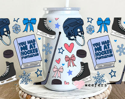 UV DTF Cup Wraps - Hockey Romance 16oz Glass Can Generic Weefers