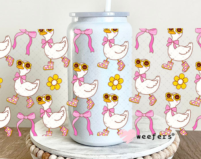 UV DTF Cup Wraps - Pink Bows Goose 16oz Glass Can Generic Weefers
