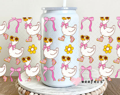 UV DTF Cup Wraps - Pink Bows Goose 16oz Glass Can Generic Weefers