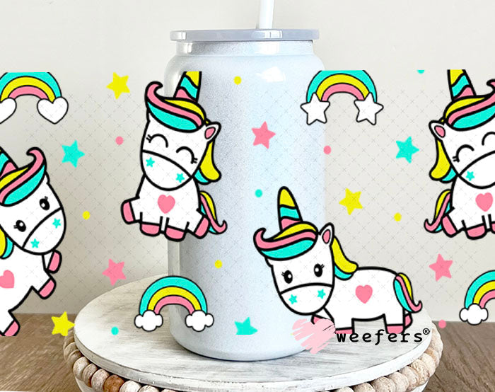 UV DTF Cup Wraps - Unicorn Friends 16oz Glass Can Generic Weefers