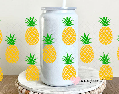 UV DTF Cup Wraps - Pineapples 16oz Glass Can Generic Weefers