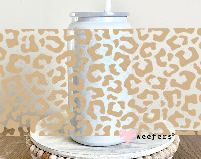 UV DTF Cup Wraps - Beige Cheetah Print 16oz Glass Can Generic Weefers