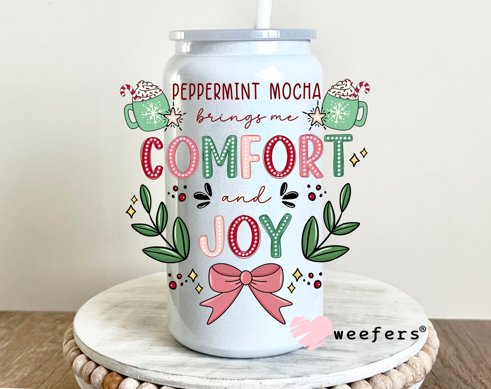 Peppermint Mocha Brings Me Comfort UV DTF 16oz Decal