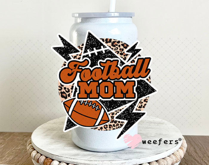 UV DTF Decal - Football Mom 16oz Glass Can Generic Weefers